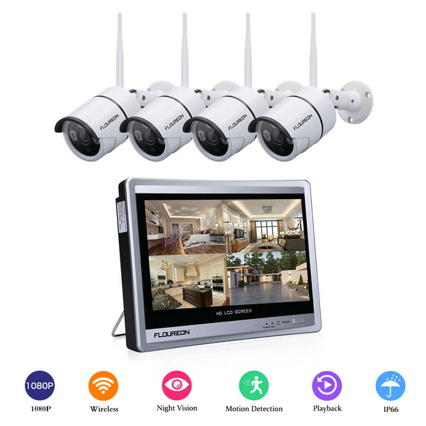 FLOUREON 8CH 1080P In/Outdoor CCTV NVR Überwachungskamera IP Kamera Wifi Wlan 